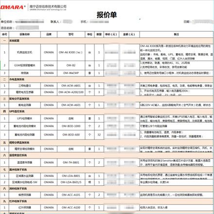 按需设计的动力环境监测报价表